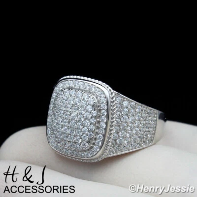 MEN WOMEN REAL 925 STERLING SILVER ICY BLING CZ RING SIZE 7-12*ASR123 - Image 1 of 4