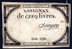 FRANCE, P-A76, 5 LIVRES, 1793, EF - Picture 1 of 2