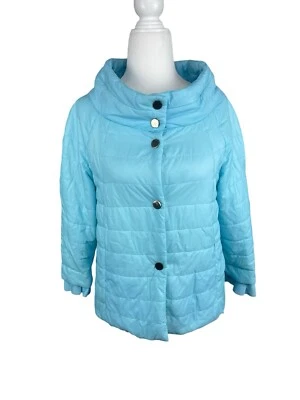 Chaqueta acolchada Patty Kim para mujer XS Gros borde de grano volantes azul ligero Foto 1 de 4
