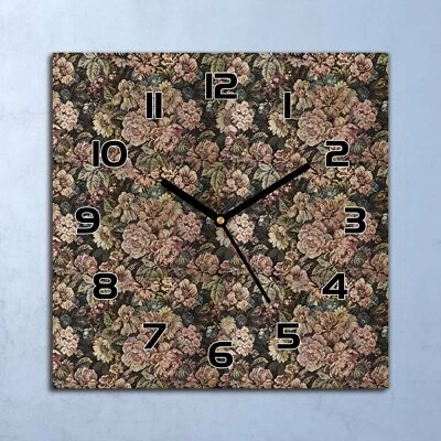 Horloge Murale En Verre moderne Tissé Vintage fleurs peinture 30x30 - Photo 1/4