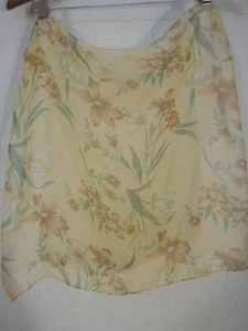 Vintage Tan Green Floral Square Scarf - Estate Find 20" x 19" - Picture 1 of 3