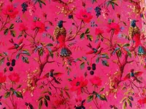 Luxury Soft Velvet Bird Fabric Indian Dress Sewing Upholstery Badge Fabric - Picture 1 of 3