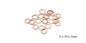 Paquete de 20 arandelas de cobre M6x10x1 mm - Imagen 1 de 1