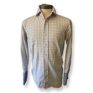 Camicia abito abbottonato Emmett London $220 taglia 15,5 polsino finestra - Foto 1 di 5