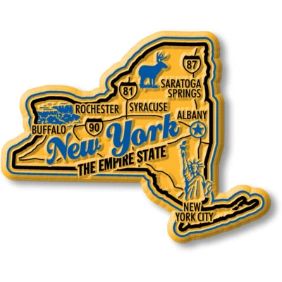 CLASSIC MAGNETS MADE WITH PRIDE IN THE USA New York Premium State Magnet by Classic Magnets, 3.1" x 2.5"