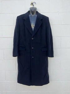 Vintage Mens Overcoat Single Breasted 48R Cashmere/Wool 3 Button Lined - Picture 1 of 11
