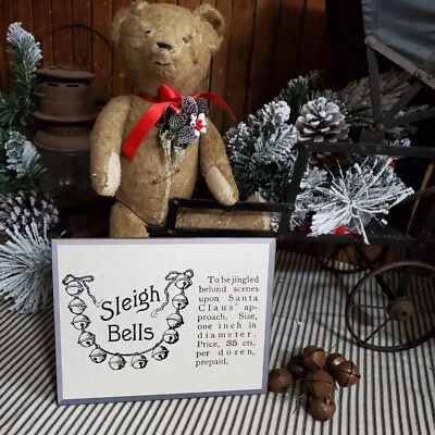 OLD PRIMITIVE VICTORIAN ANTIQUE VINTAGE STYLE CHRISTMAS WINTER SLEIGH BELL SIGN - Image 1 of 4