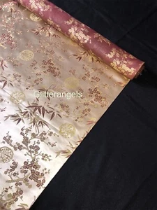 1 Meter Gold/Copper Medallion Design Brocade Fabric 45” Wide - Picture 1 of 5