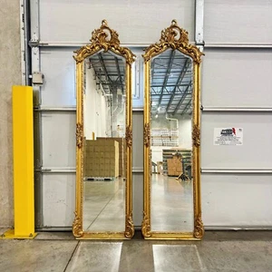 Gold Floor Mirror SET (2 Mirrors) in Gold Leaf French Style - Picture 1 of 7