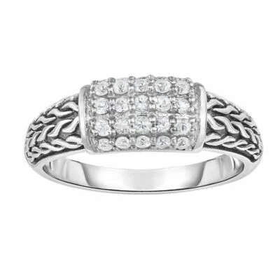 Phillip Gavriel Designer White Sapphire Ring Woven Mesh Design 7mm Wide Sizes 6- - Image 1 of 4