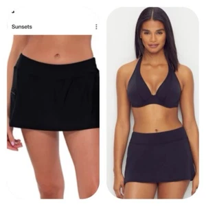 Sunsets schwarzer Sidekick Schwimmrock mit angenähtem Unterteil Größe Small neu mit Etikett - Bild 1 von 11