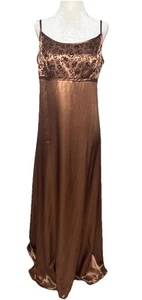 Vintage Y2K Alfred Angelo Satin Slip Dress Size 12 Fairycore Prom Gown Lace Maxi - Picture 1 of 9
