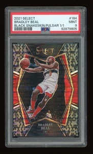Pulsar de piel de serpiente negra Bradley Beal 2021-22 Panini Select Premier 1/1 PSA 9 como nuevo - Imagen 1 de 2