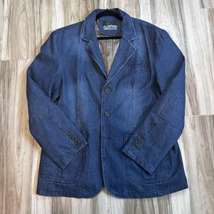 Vintage Jeans Blazer Jacke Herren Large Y2K 90s gefüttert Western Freizeit Unisex Ellenbogen - Bild 1 von 7