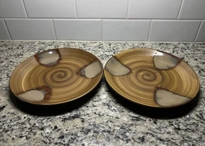 Sango Splash 4951 Brown Drop Stoneware 8” Salad Plates - Set of 2 - Picture 1 of 7