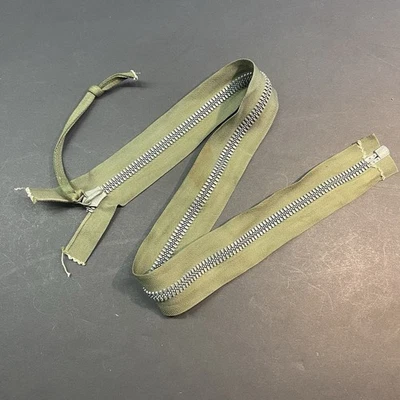 WW2 CROWN Military Metal 36" Zipper OPEN END Cotton HBT Vintage USA - Image 1 of 4