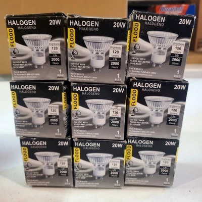 9 Pack GU10  Indoor Flood Light Bulb MR16, 20W, 120V, 120 Lumens - Image 1 of 4