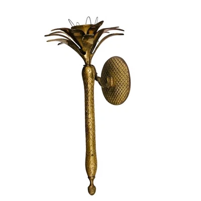 "Aplique de pared floral de latón vintage estilo antorcha de 17"" hecho en la India" Foto 1 de 4