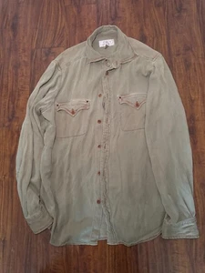 Vintage Ryan Michael Western Shirt Men L Pearl Snap Silk Blend Cowboy Green L/S - Picture 1 of 8