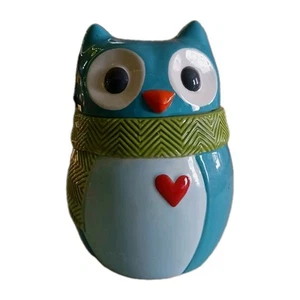 St Nicholas Square OWL Always Love U Cookie Jar Ceramic Turquoise Hand Painted - Picture 1 of 4
