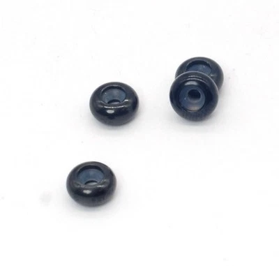 9PCS Black Plated Stainless Steel Round Rubber Stopper Bead, Sliding Adjustable - Image 1 of 3