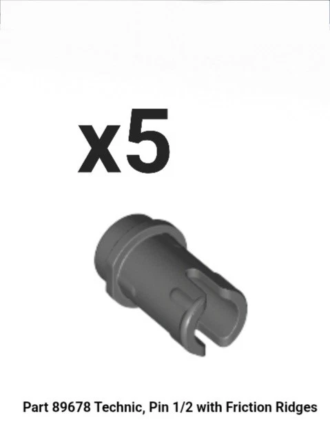 NEW LEGO QTY x5 DARK BLUISH GRAY Technic, Pin 1/2 with Friction Ridges - 89678 - Image 1 of 1