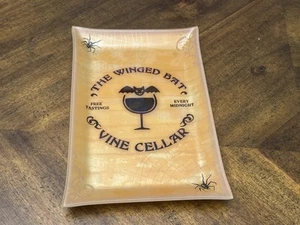 The Winged Bat Vine Cellar Decor Spooky Halloween Catch All Glass Orange Tray - Picture 1 of 4