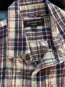 Banana Republic Camisa Franela Pequeña Cuadros Azul Super Limpio Estudio Armario Venta - Imagen 1 de 2