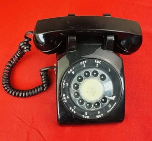 Vtg Comdial Black Rotary Dial Telephone 0500-BK Desk Phone Tested USA Made - Picture 1 of 7
