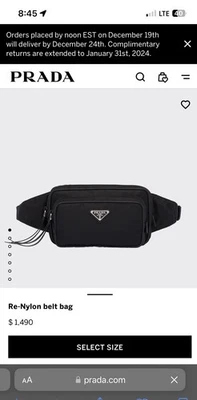 Prada Nylon Black Belt Bag: Authenticity Certificate Card Included. - Image 1 of 4