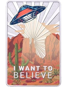 UFO I Want to Believe 1 Oz Silver Coin 2000 Francs Cameroon 2023 - Picture 1 of 6