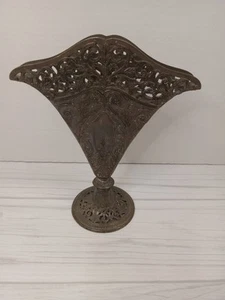 Vintage Godinger Silver Art Co Ornate Repousse Victorian Fan Flower Bouquet Vase - Picture 1 of 7
