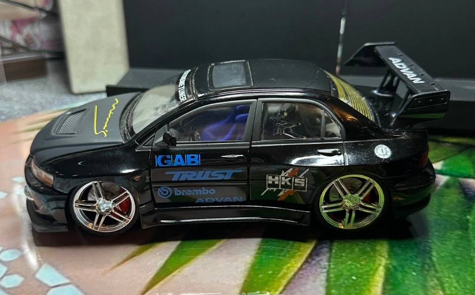 BOLEY 1/24 XTUNER MITSUBISHI LANCER EVO IX Underglow Lights Trust HKS librea Foto 1 de 4