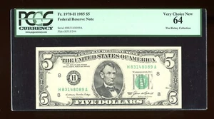 DBR 1985 $5 FRN St. Louis Fr. 1978-H PCGS 64 Serial H83148089A - Picture 1 of 2