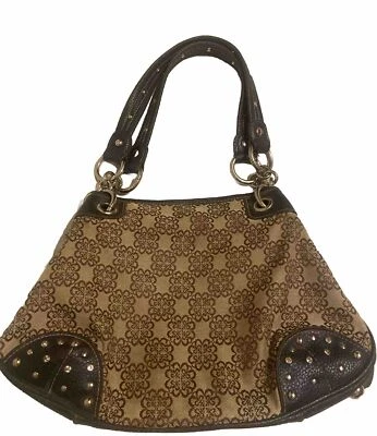 Cartera Kathy Van Zeeland Vintage Azul Marino Lona Adornada con Tachuelas Plateadas Foto 1 de 4