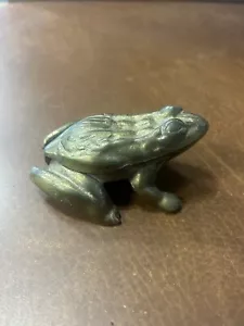 Vintage Cast Iron Brass Plated Frog Match Holder BROS & KAHLER CO NEW ALBANY IND - Picture 1 of 11
