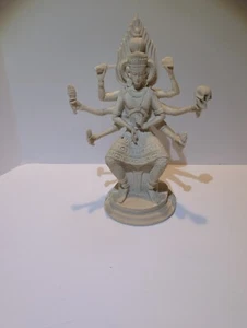 Vintage Hindu India 11.5" God/Goddess Statue 6 Arms with Unique Bottom Symbols - Picture 1 of 9