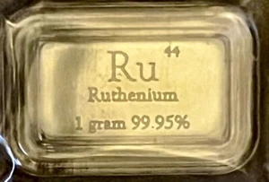 1 Gramš„.9995 Ruthenium BaršBullion~Element~CollectāMore RARE than GoldāLimited - Picture 1 of 4