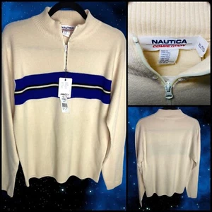 NAUTICA COMPETITION Vintage Deadstock 1/4 Zip Pullover Sweater Beige Mens XL NEW - Picture 1 of 8