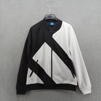Adidas Originals Jacket Womens Medium Black White Waffle Full Zip EQT Track - Image 1 of 4