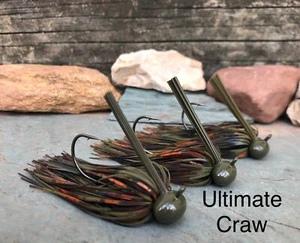 3 Weedless Football Jigs Bass Fishing Lure Green Pumpkin Black Blue & More - Picture 1 of 29