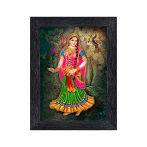 Radha Rani Religious Wood Photo Frames with Acrylic Sheet Pooja Worship 8"x6" - Picture 1 of 3