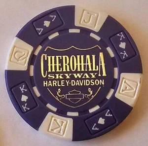 CHEROHALA SKYWAY HARLEY-DAVIDSON Tellico Plains TN Purple/White Sig Poker Chip - Picture 1 of 2