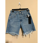 Edwin Womens Cai Cutoff Jean Shorts Blue Pocket Frayed Stonewash USA 25 New