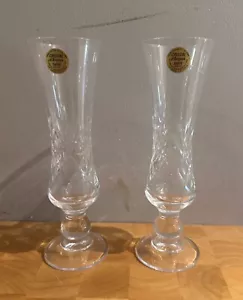Coppia di vasi Cristal D'Arques Francia vetro taglio piombo cristallo tromba vasi - Foto 1 di 4