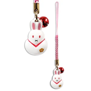 Japanese Metal Netsuke Keychain Charm Bell Usagi Lucky Rabbit Made in Japan - Bild 1 von 1