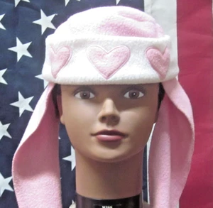 NEWBORN INFANT winter hat Heart Pattern pink cap w/ built-in scarf Totes Adorbs - Picture 1 of 4