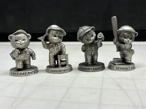 4 statuine orso in peltro - 83-84 - primo giorno, lavoro, rapporto, scuola fuori - A11 - Foto 1 di 14