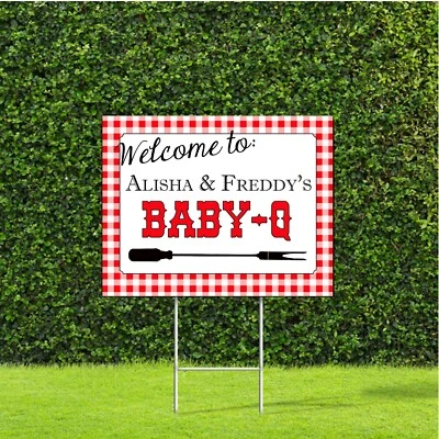 Welcome to Baby Q Personalized custom Yard Sign Large Sign Baby Shower Gender - Image 1 of 4