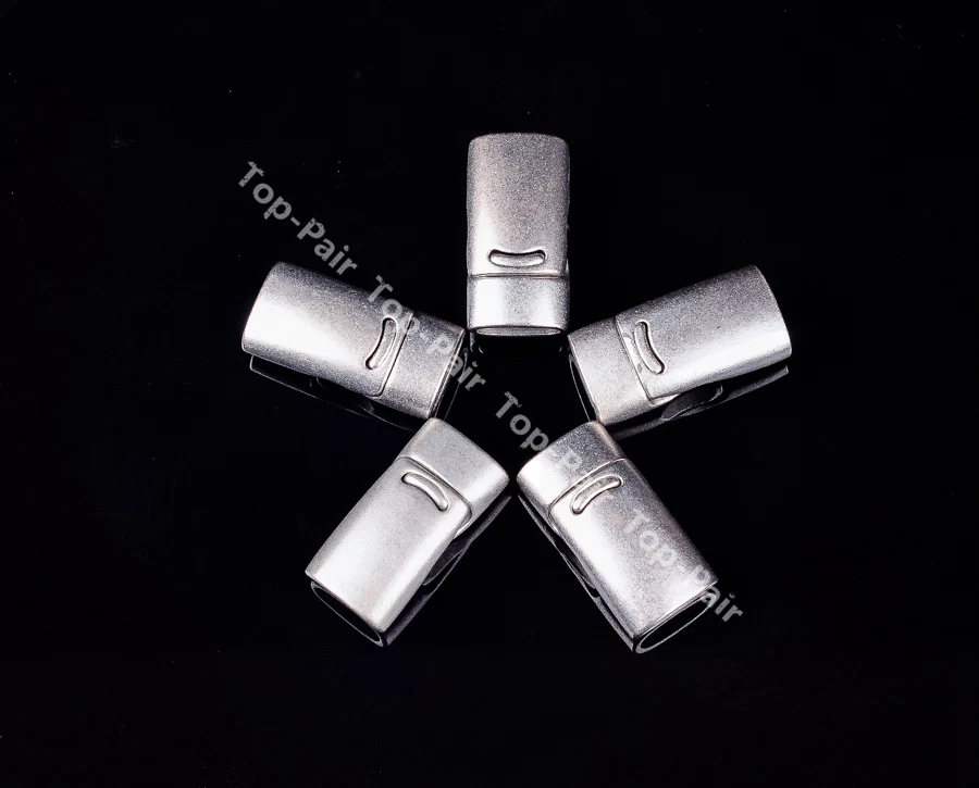 10X conector de fecho magnético prata punk fosco para joias pulseira de couro 10X5MM - Imagem 1 de 4